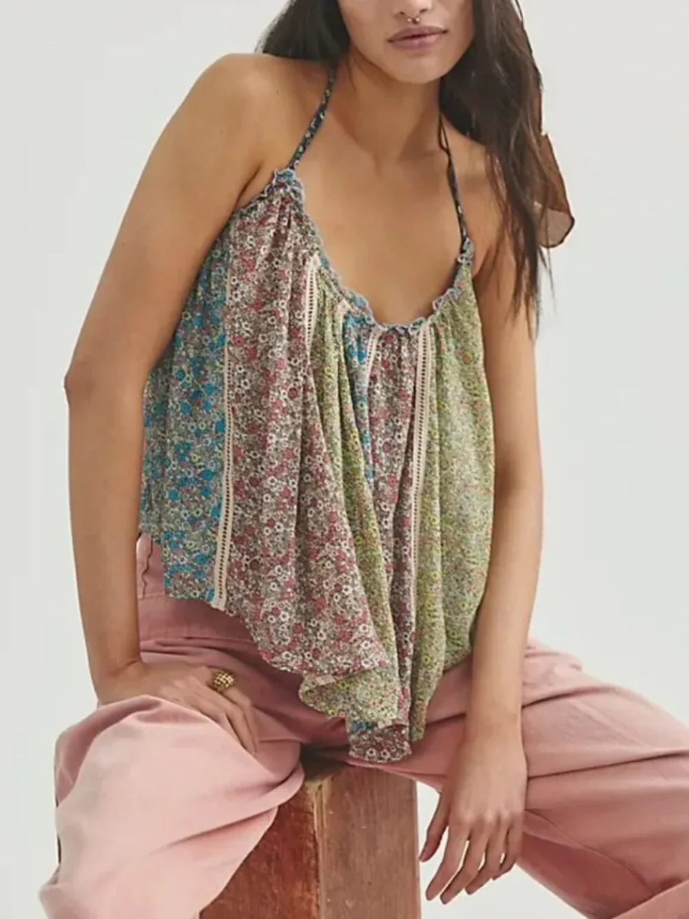 NWT Free People Costa Printed Tank in Candy Combo